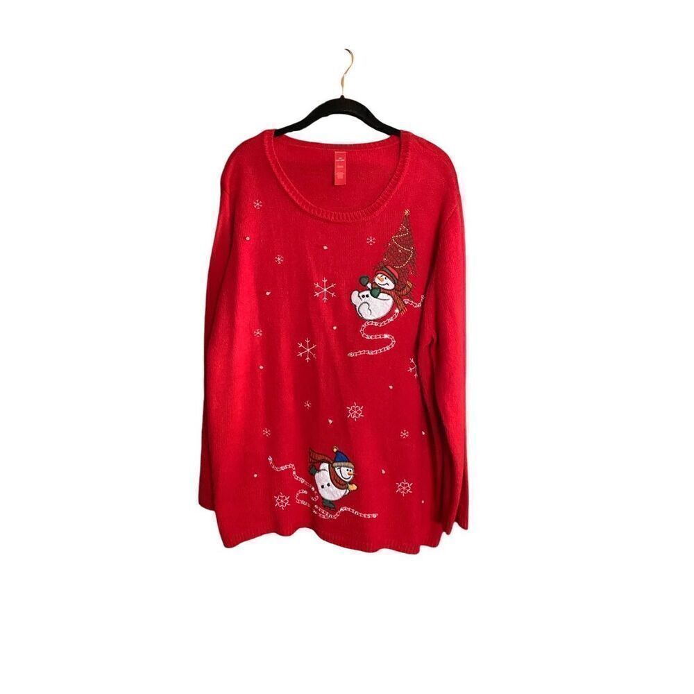 Vintage women’s plus size Snowman long sleeve red sweater size 3X
